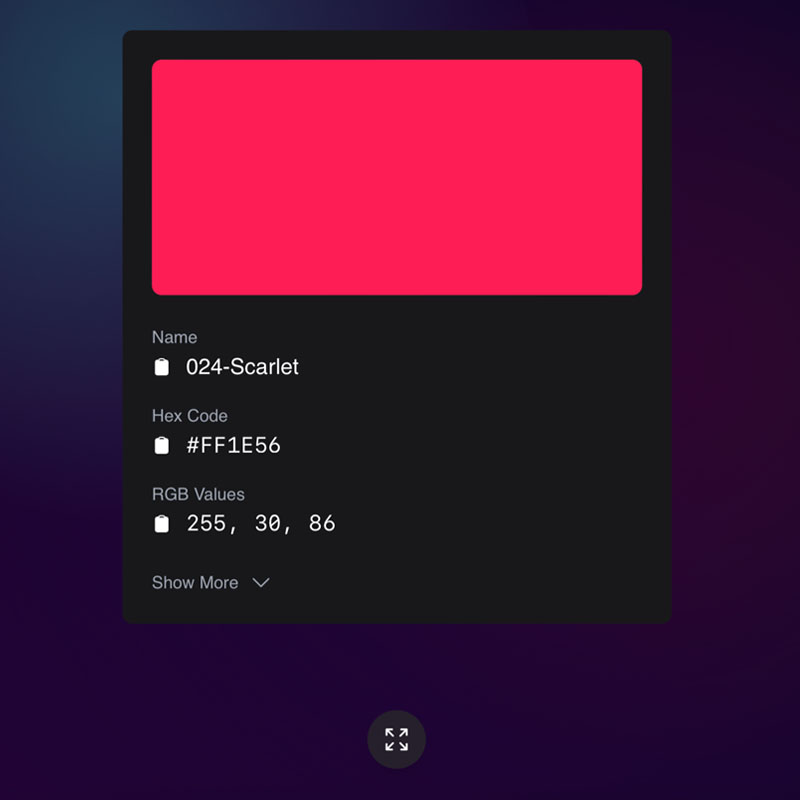 Views - Different viewing and sorting options for colors